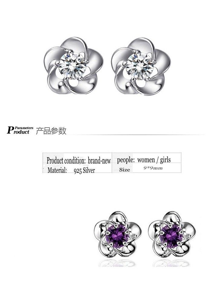 fashion silver  earrings, plum flower stud earrings