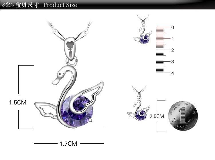 silver pendants swan necklace