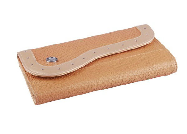 salmon leather wallet