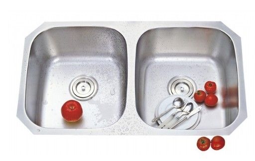 SUS 304 stainless steel under mount sink double bowl sink