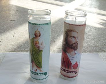 Religious Church Cylinder Glass Candles