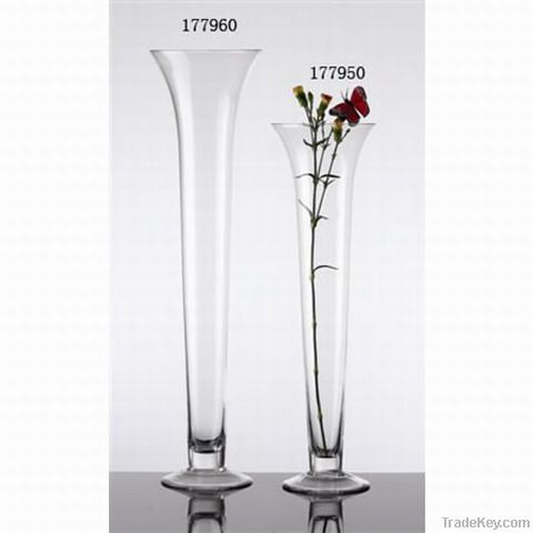 Clear Handblown Trumpet Glass Flower Vases