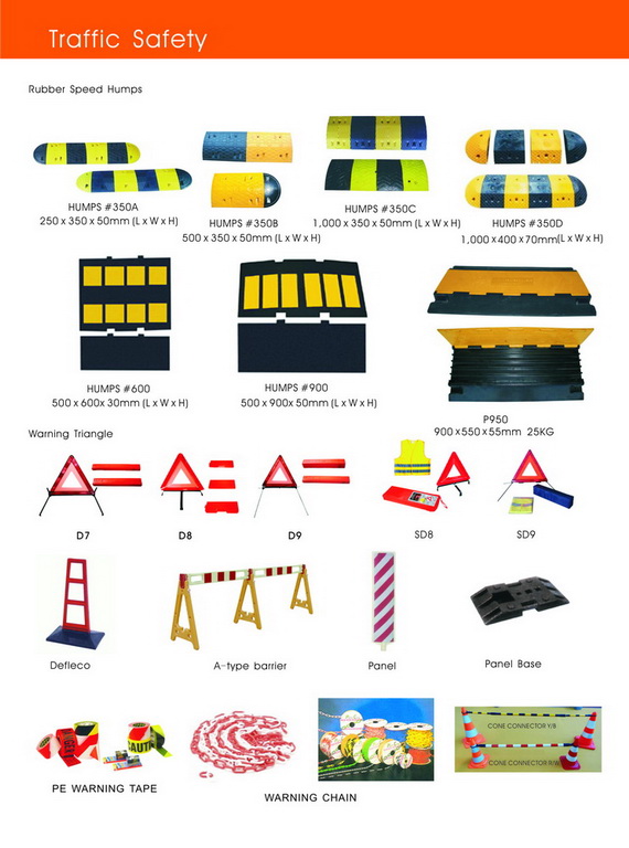 Traffic Speed Hump, Traffic Barrier Tape and Warning Chain