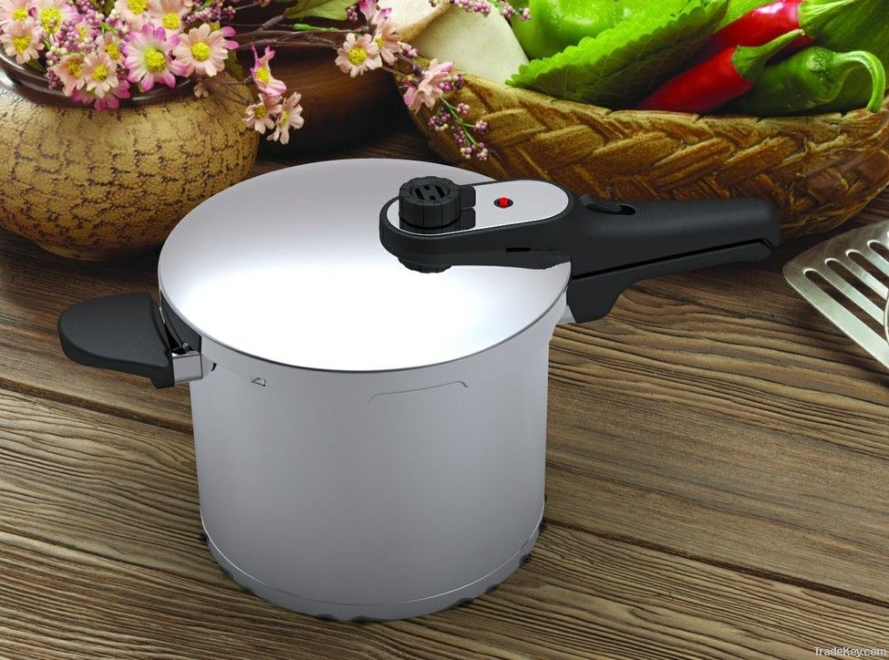 Modern stainless steel pressure cooker without indicating valve