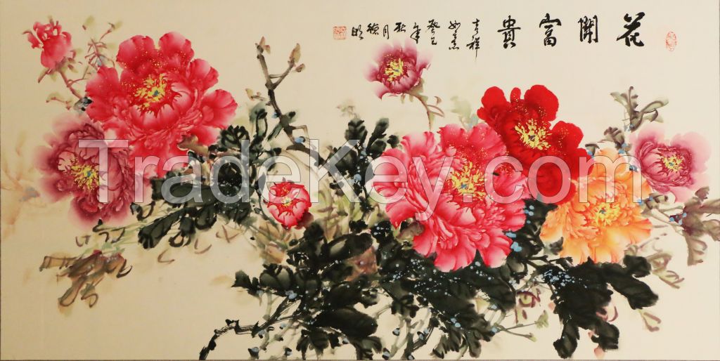 Chinese Painting and Calligraphy-Flowers Gift  Presents Art of Works Folk arts