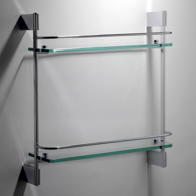 High quality double glass shelf brass material bathroom accessories