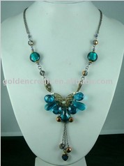 fashion alloy crystal necklace/ handmade necklace/ nice blue necklace