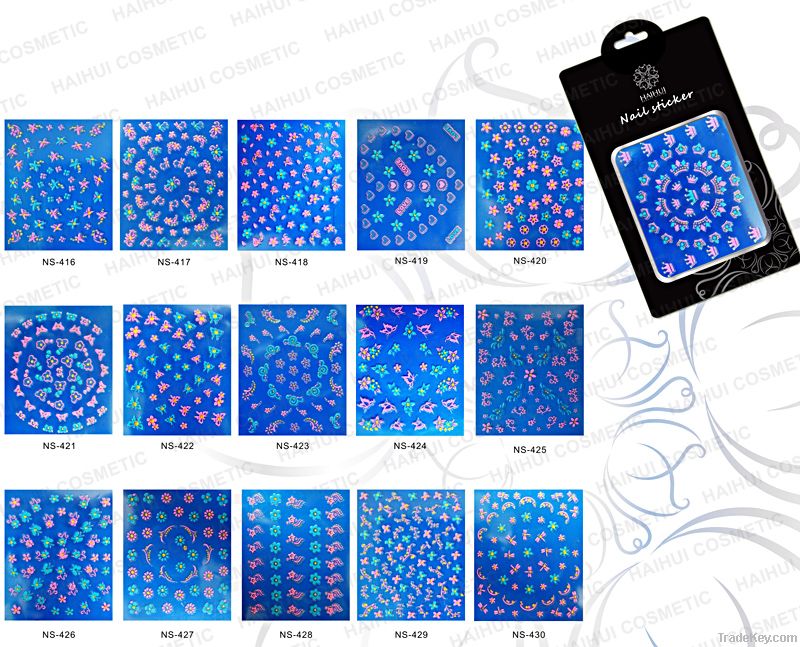 Nail 3 D stickers Blue & pink series