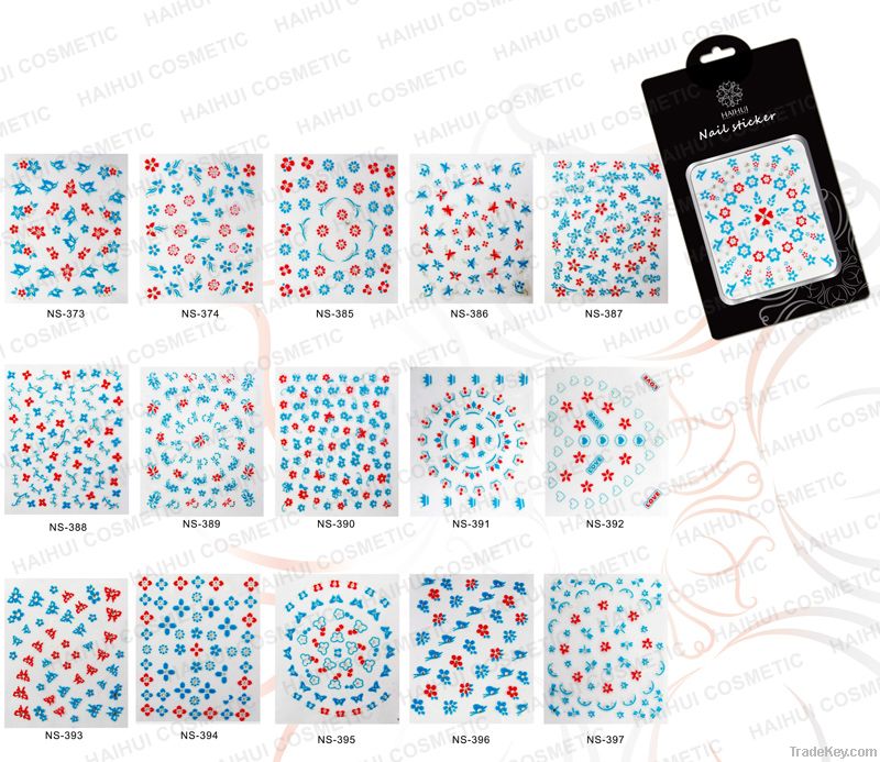 Nail 3 D stickers  Blue&red series