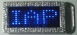 LED scrolling message flashing belt buckle
