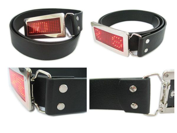 LED scrolling message flashing belt buckle