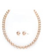 Genuine Pink Cultured Pearl Necklace & Earring Set