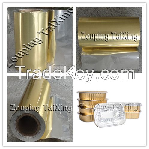 golden aluminium foil with pp film for container 