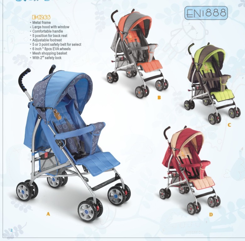 E-1266 baby stroller-EN1888, suspensions wheels