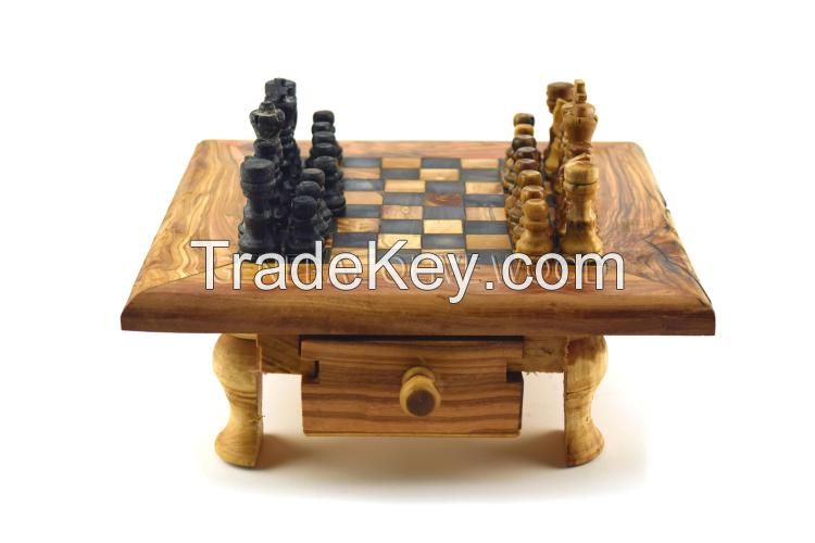 olive wood chess board game