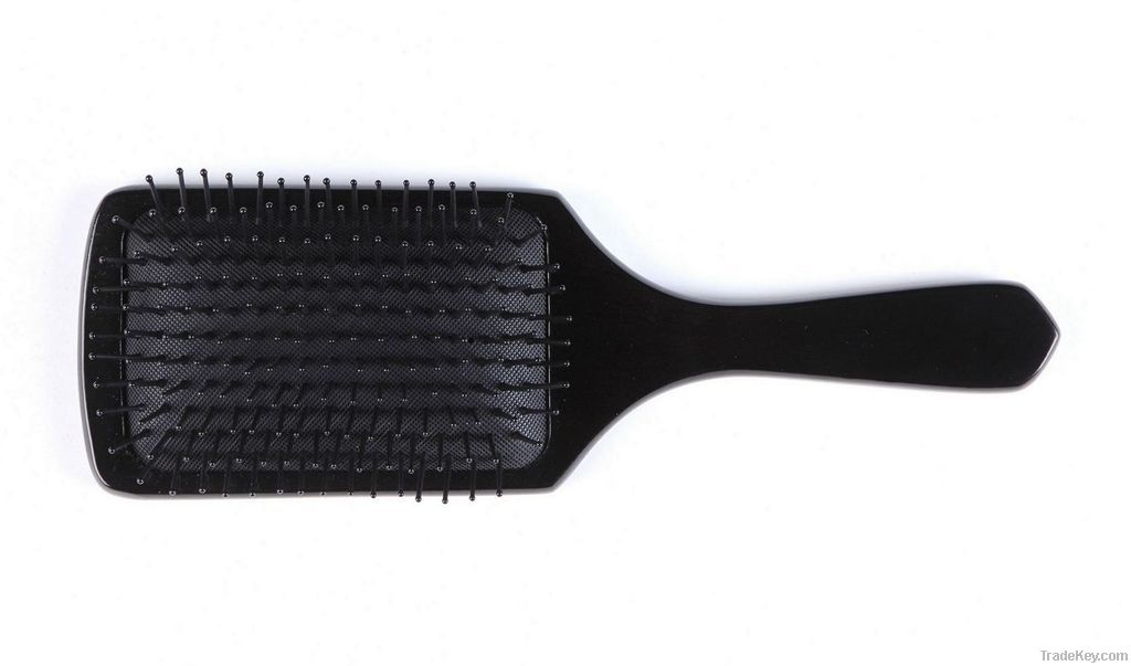Wood paddle hair brush