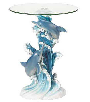 Dolphin glass-topped table