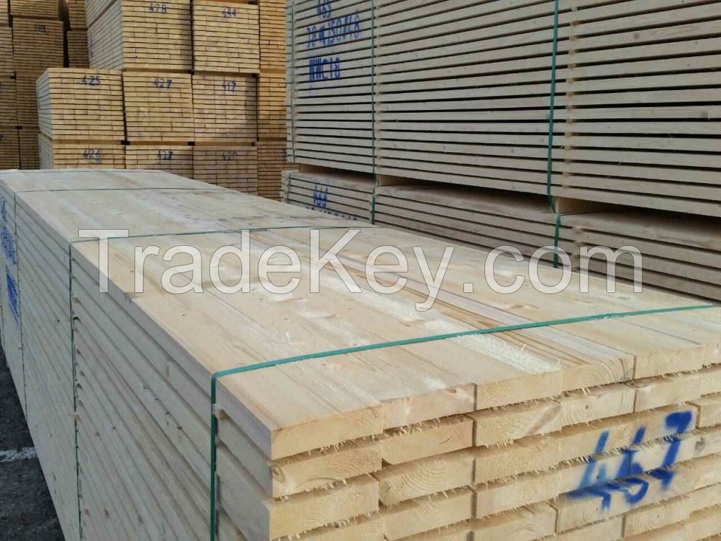 Construction lumbers pine and spruce timber boards