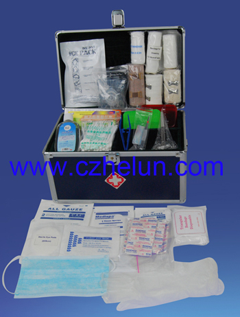 First aid box with kit