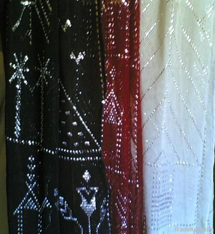 Tally art -embroidered shawls with silver plated thread