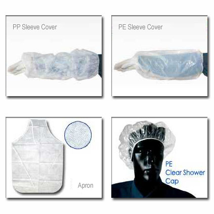 Disposable PE Sleeve Cover, PE Apron, PE Shower Cap
