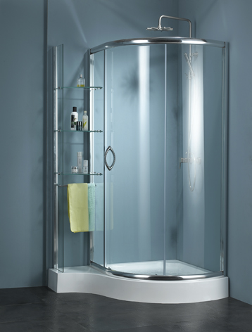 Shower Enclosure with Single Sliding Door and 3 Outside Integrated Soa