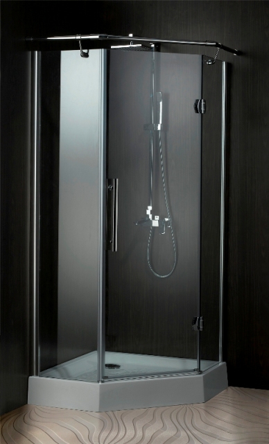 Shower Enclosure with Pentagon Shower Base and 6mm or 8mm Tempered Saf