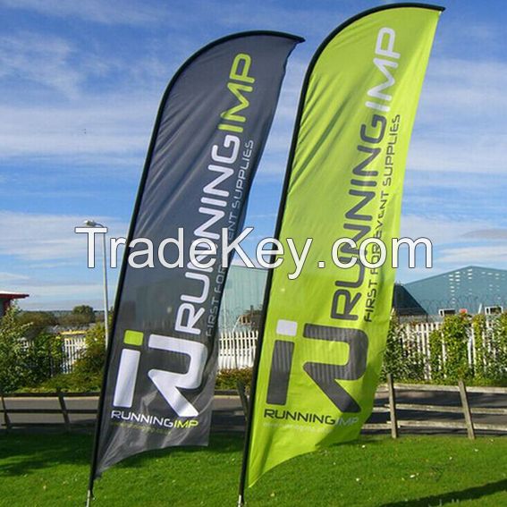 feather flag with heat transfer print with reinforced fiberglass pole