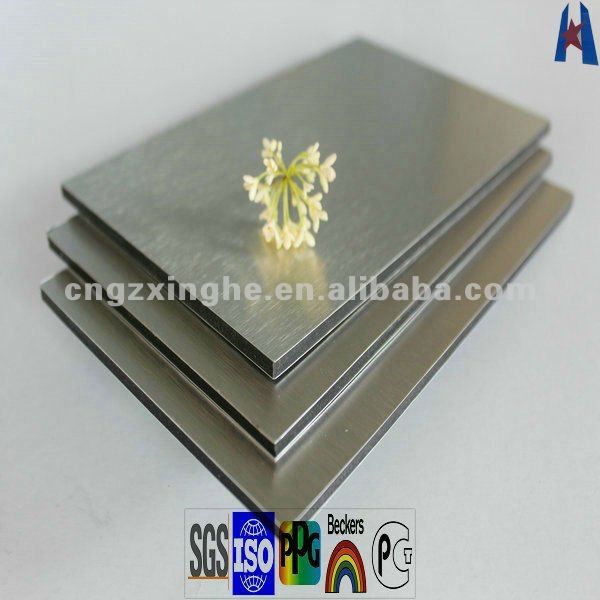 silver brushed finished aluminum plastic composite panel