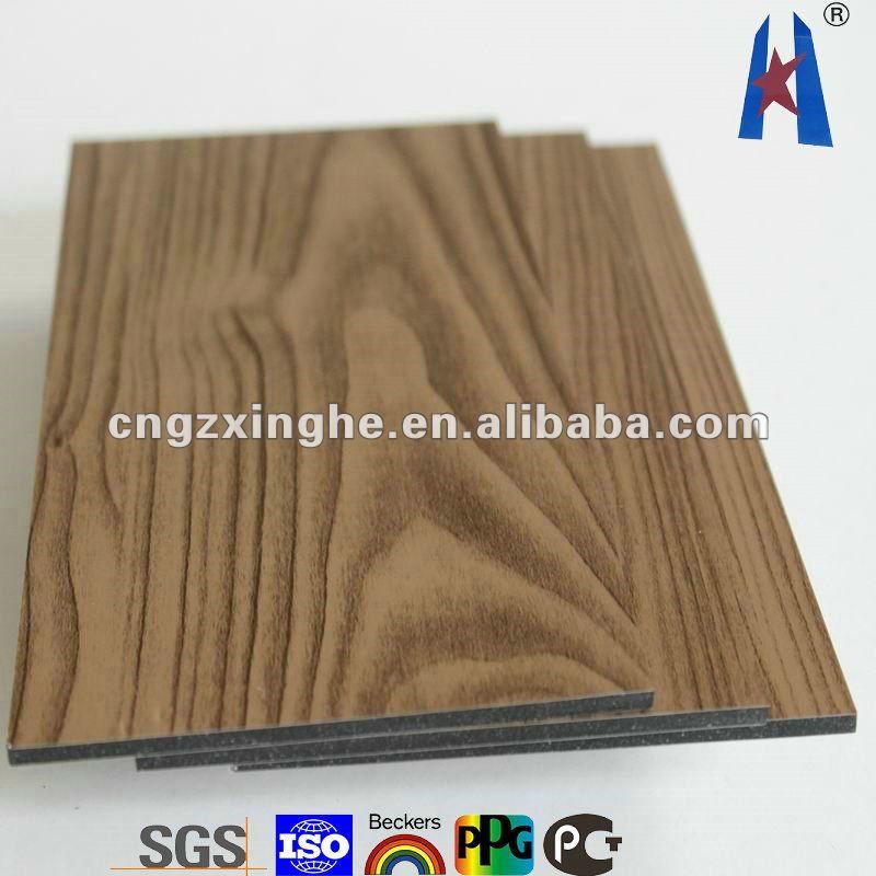 pvdf exterior wood grain wall panels/aluminio