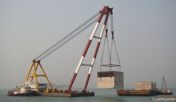 used Floating Crane 500t Cheap Sell Crane Barge Vessel 500 Ton