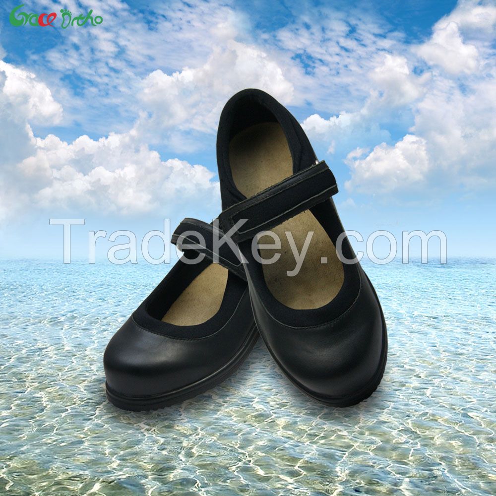 China factory Leather seamless lining  comfort Shoes with extra depth and removable insole