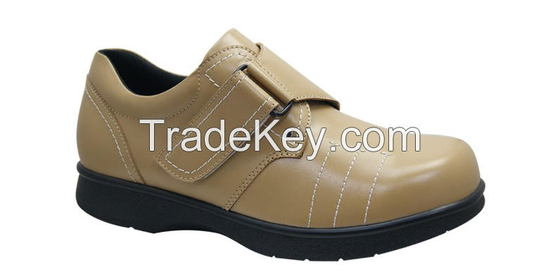 Unisex Leather Comfortable Diabetic Shoes with Extra Depth and Width