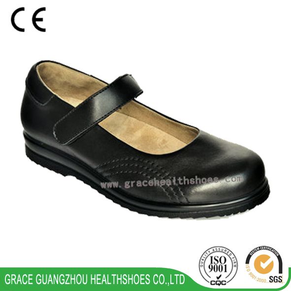 Women comfortable Mary-Jane shoes seamless lining deep and wide diabetic leather shoes