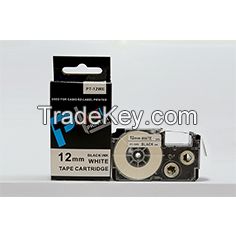 compatible Casio XR-12WE 12mm black on white label for Casio Ez-label printer