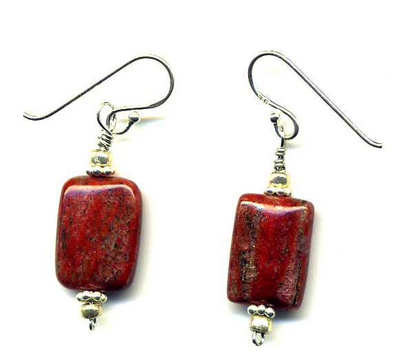 Silver Poppy Jasper Earring