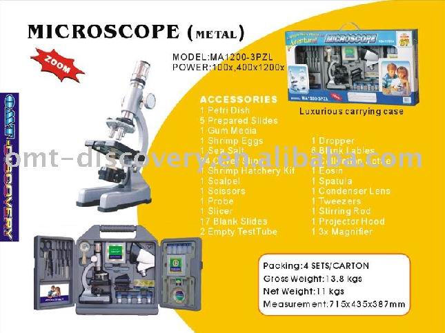 Children's Microscope, Suitcase, Optical Glass Lens