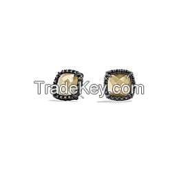Gold Plated Black CZ Light Colorado Stud Earring