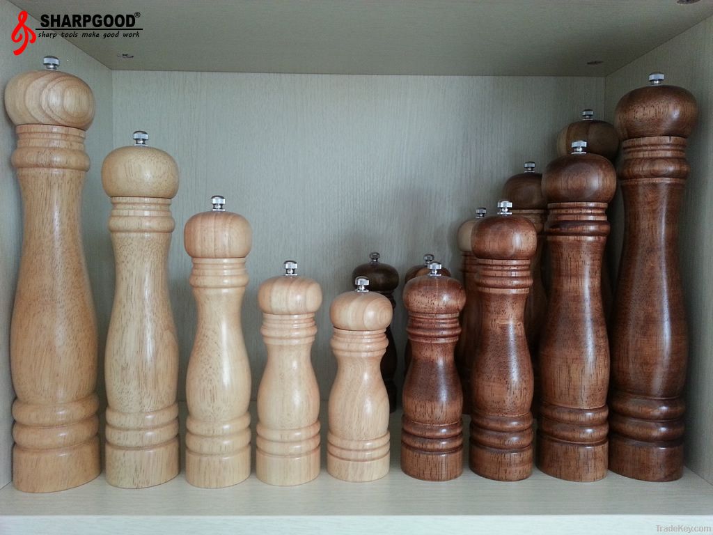 rubber wooden salt shakers, pepper mills