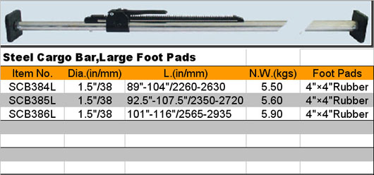 Steel Cargo Bar, Large Foot Pads SCB384L