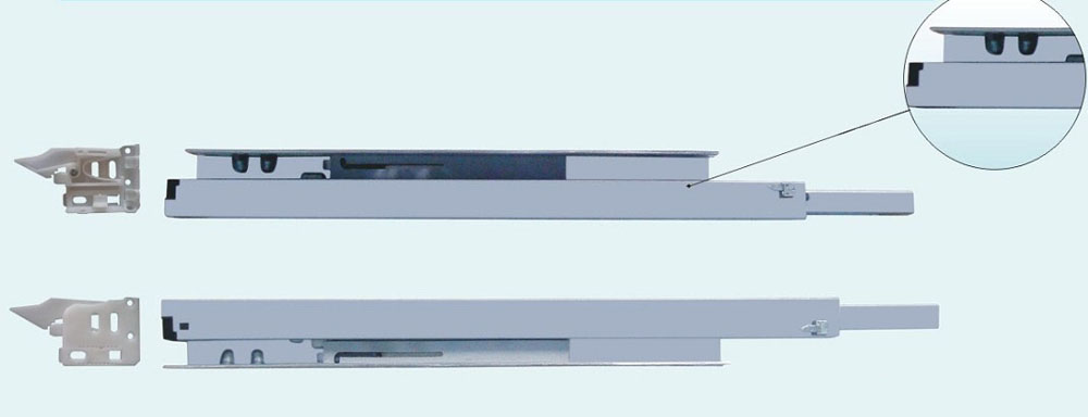 Full extention soft closing concearled slide with damper