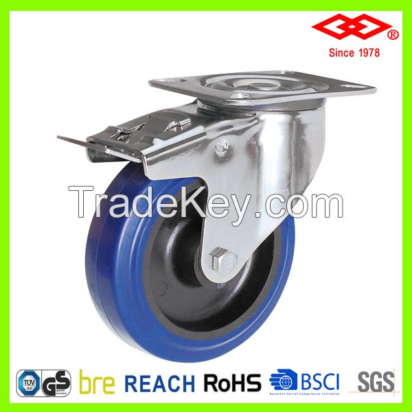 200mm Swivel brake elastic rubber caster wheel