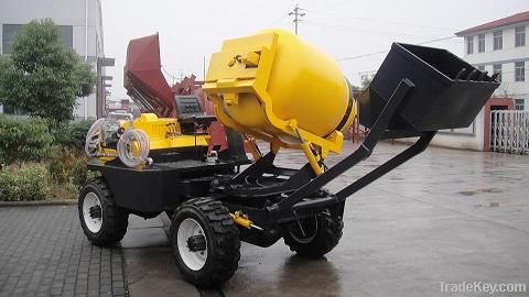 concrete mixer mounted on the truck
