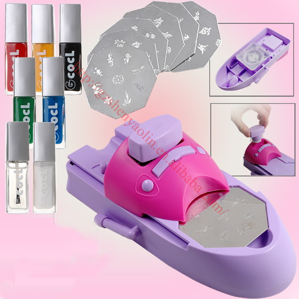 Nail Art Diy Printing Stamping Stamp Machine W/ Polish Varnish Print P