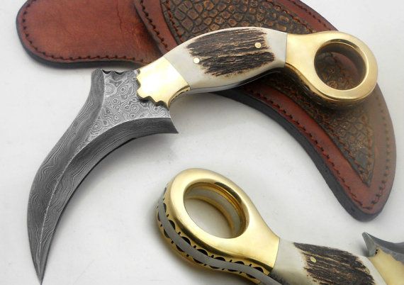 Custom Made Awesome Damascus Steel Karambit Hunting Knife (AA-0167-4)