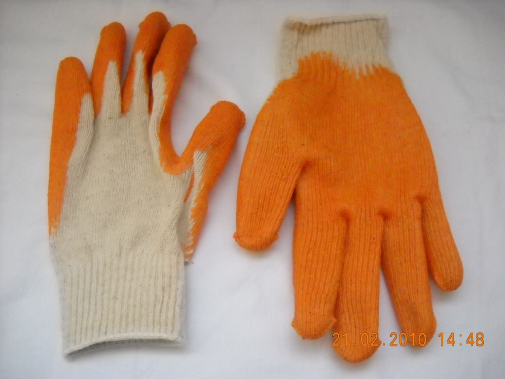 Orange Cotton coated nitrile glove