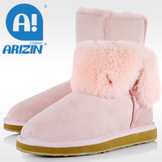 Lady snow boots with double-faced sheepskin material