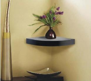 white floating corner shelf