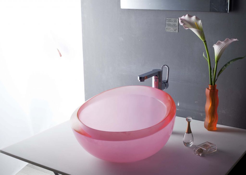 Translucent colored Wash Basins and bathroom Accessories