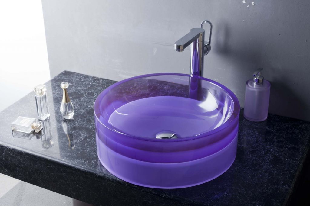 Translucent colored Wash Basins and bathroom Accessories